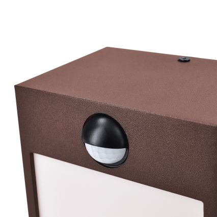 Brilagi - LED εξωτερικό επιτοίχιο φωτιστικό με αισθητήρα TERNI LED/12W/230V καφέ IP44