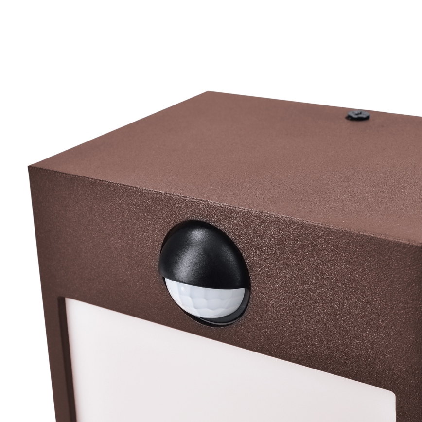 Brilagi - LED εξωτερικό επιτοίχιο φωτιστικό με αισθητήρα TERNI LED/12W/230V καφέ IP44