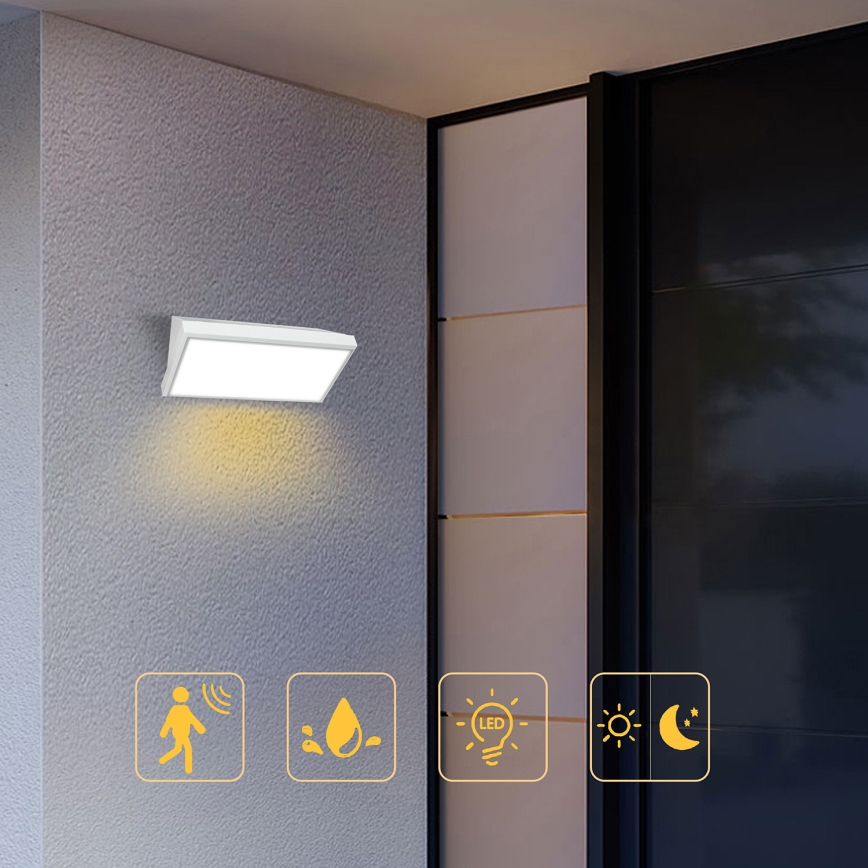 Brilagi - LED εξωτερικό επιτοίχιο φωτιστικό με αισθητήρα TRIANGLE LED/20W/230V λευκό IP65