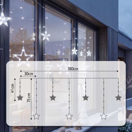 BRILAGI - LED Εξωτερικό Χριστουγεννιάτικο Κουρτίνα 77xLED/3xAA/USB 1,8μ IP44 ψυχρό λευκό