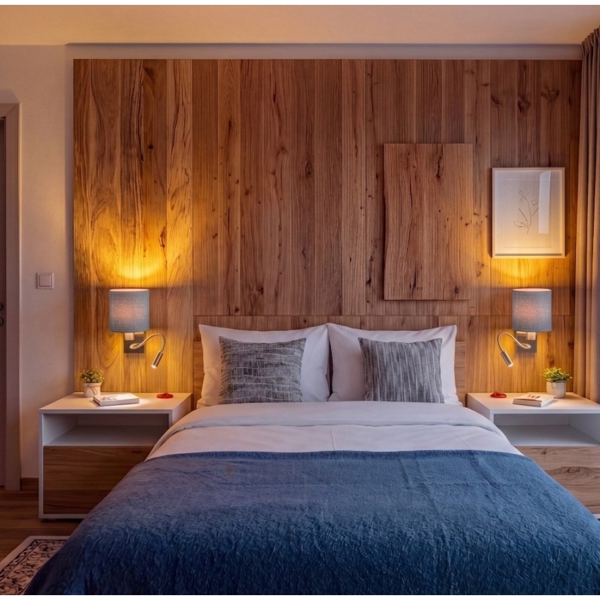 Brilagi - LED εύκαμπτο επιτοίχιο φωτιστικό NUBILA 1xE27/25W/230V + LED/3W μπρούτζινο/ανοιχτό γκρι