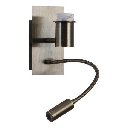 Brilagi - Εύκαμπτη επιτοίχια λάμπα LED NUBILA 1xE27/25W/230V + LED/3W ορείχαλκος/κίτρινο