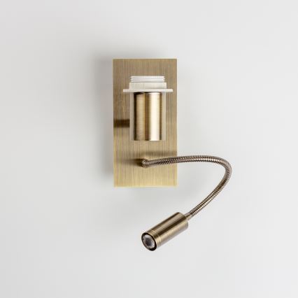 Brilagi - Εύκαμπτη επιτοίχια λάμπα LED NUBILA 1xE27/25W/230V + LED/3W ορείχαλκος/κίτρινο