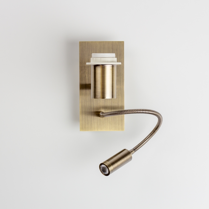 Brilagi - Εύκαμπτη επιτοίχια λάμπα LED NUBILA 1xE27/25W/230V + LED/3W ορείχαλκος/κίτρινο