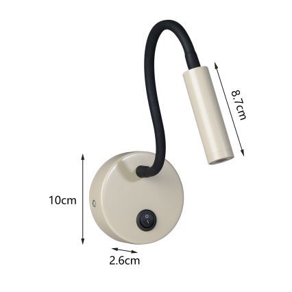 Brilagi - LED Εύκαμπτο φωτιστικό τοίχου MAYA LED/3W/230V 4000K μπεζ