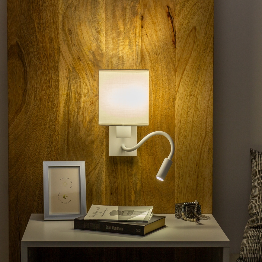 Brilagi - LED Εύκαμπτο φωτιστικό τοίχου NUBILA 1xE27/25W/230V + LED/3W λευκό