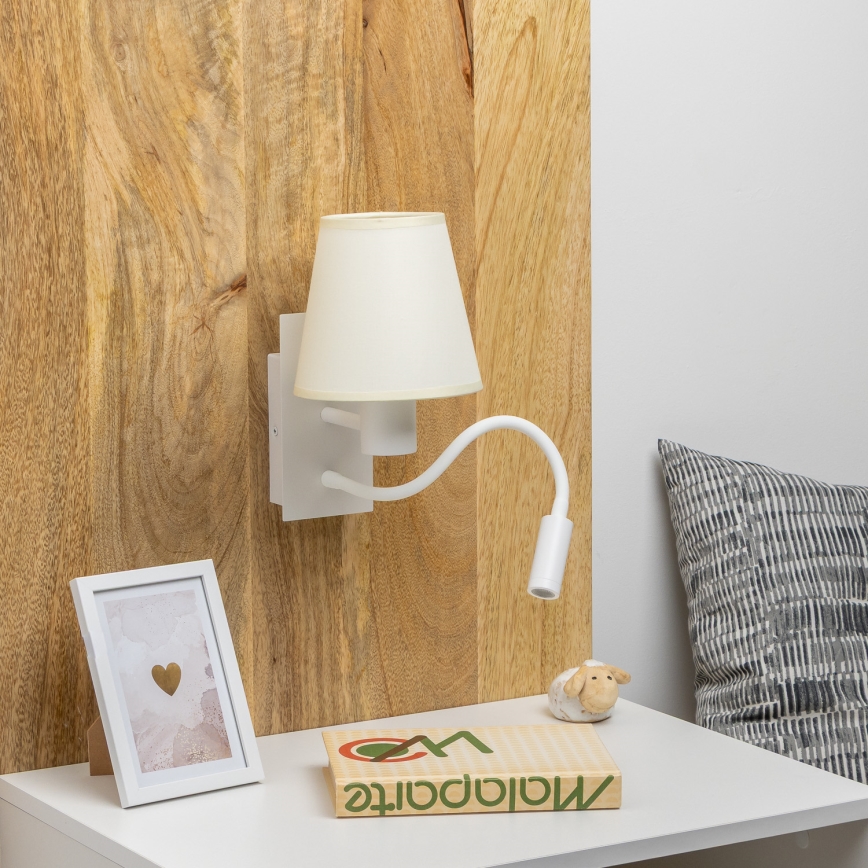 Brilagi - LED Εύκαμπτο φωτιστικό τοίχου NUBILA 1xE27/25W/230V + LED/3W λευκό/κρεμ
