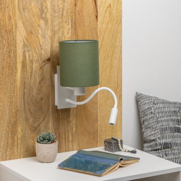 Brilagi - LED Εύκαμπτο φωτιστικό τοίχου NUBILA 1xE27/25W/230V + LED/3W λευκό/πράσινο