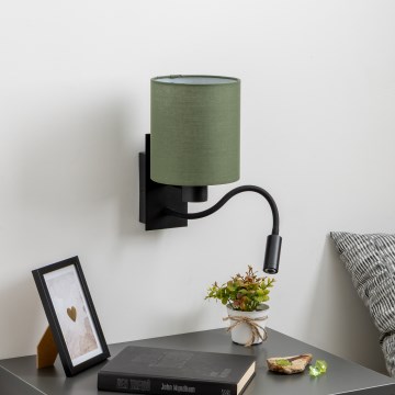 Brilagi - LED Εύκαμπτο φωτιστικό τοίχου NUBILA 1xE27/25W/230V + LED/3W μαύρο/πράσινο