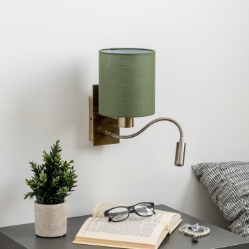 Brilagi - LED Εύκαμπτο φωτιστικό τοίχου NUBILA 1xE27/25W/230V + LED/3W ορείχαλκος/πράσινο