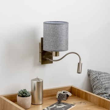 Brilagi - LED Εύκαμπτο φωτιστικό τοίχου NUBILA 1xE27/25W/230V + LED/3W ορείχαλκος/γκρι