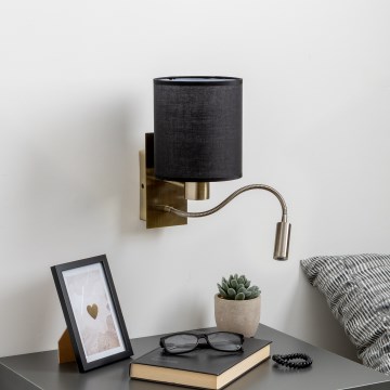 Brilagi - LED Εύκαμπτο φωτιστικό τοίχου NUBILA 1xE27/25W/230V + LED/3W ορείχαλκος/μαύρο