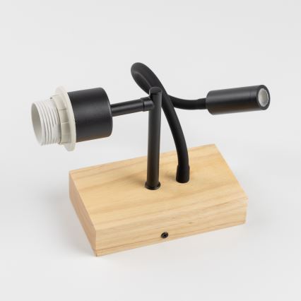 Brilagi - LED Εύκαμπτο φωτιστικό τοίχου NUBILA WOOD 1xE27/25W/230V + LED/3W δρυς/μαύρο