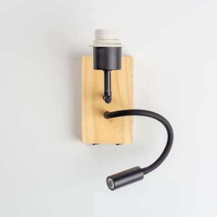 Brilagi - LED Εύκαμπτο φωτιστικό τοίχου NUBILA WOOD 1xE27/25W/230V + LED/3W δρυς/μαύρο