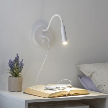 Brilagi - LED Εύκαμπτο φωτιστικό τοίχου με θύρα USB MAYA LED/3W/230V 4000K λευκό