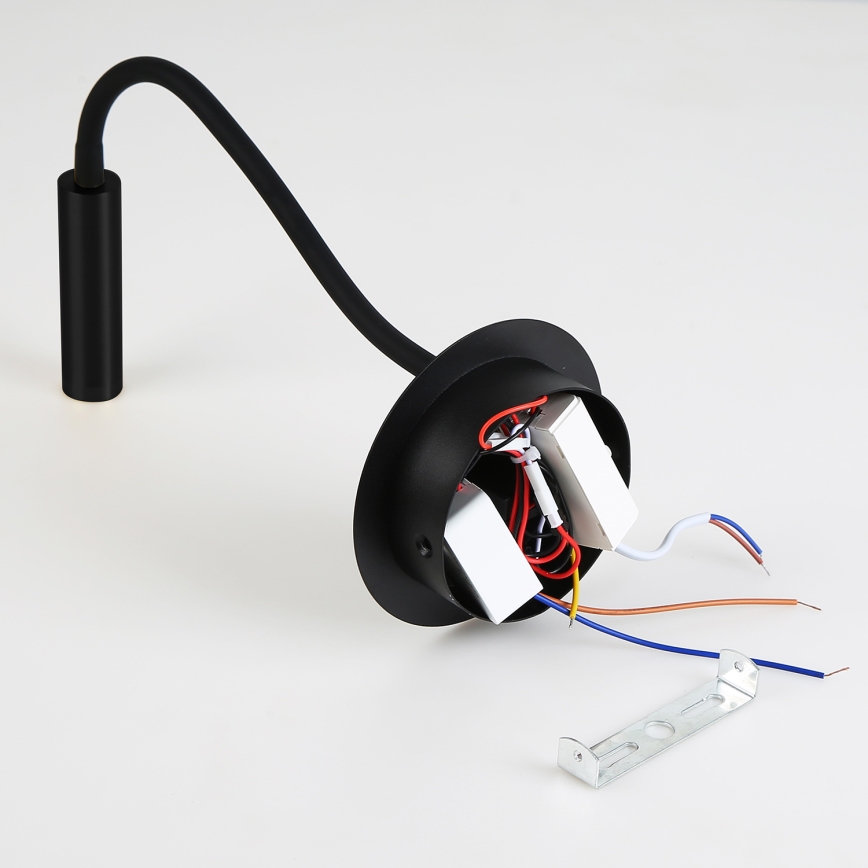 Brilagi - LED Εύκαμπτο φωτιστικό τοίχου με θύρα USB MAYA LED/3W/230V 4000K μαύρο