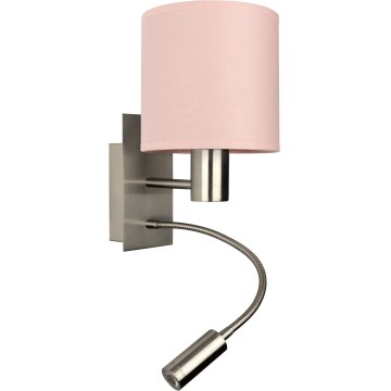 Brilagi - LED εύκαμπτο επιτοίχιο φωτιστικό BOBO 1xE27/25W/230V + LED/3W ματ χρώμιο/ροζ