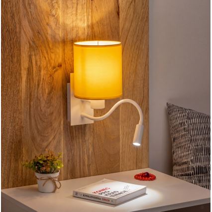 Brilagi - LED ευλύγιστο επιτοίχιο φωτιστικό NUBILA 1xE27/25W/230V + LED/3W λευκό/θερμό λευκό