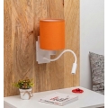 Brilagi - LED εύκαμπτο επιτοίχιο φωτιστικό NUBILA 1xE27/25W/230V + LED/3W λευκό/πορτοκαλί
