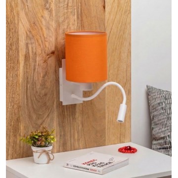 Brilagi - LED εύκαμπτο επιτοίχιο φωτιστικό NUBILA 1xE27/25W/230V + LED/3W λευκό/πορτοκαλί