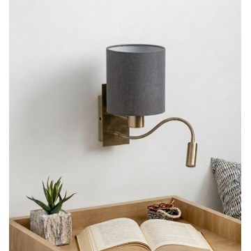 Brilagi - LED εύκαμπτο επιτοίχιο φωτιστικό NUBILA 1xE27/25W/230V + LED/3W μπρούτζινο/ανοιχτό γκρι
