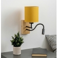 Brilagi - LED εύκαμπτο επιτοίχιο φωτιστικό NUBILA WOOD 1xE27/25W/230V + LED/3W δρυς/μαύρο/κίτρινο