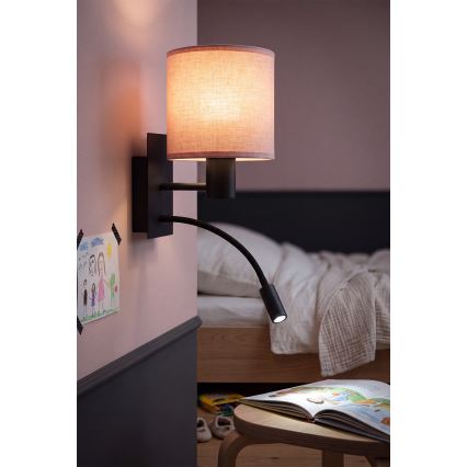 Brilagi - LED ευλύγιστο επιτοίχιο φωτιστικό BOBO 1xE27/25W/230V + LED/3W μαύρο/ροζ