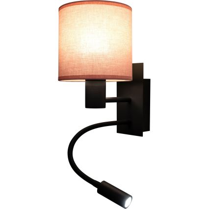 Brilagi - LED ευλύγιστο επιτοίχιο φωτιστικό BOBO 1xE27/25W/230V + LED/3W μαύρο/ροζ