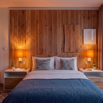 Brilagi - LED εύκαμπτο επιτοίχιο φωτιστικό NUBILA 1xE27/25W/230V + LED/3W λευκό/πορτοκαλί