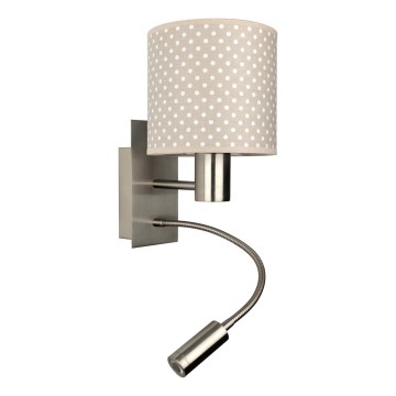 Brilagi - LED Ευέλικτο επιτοίχιο φωτιστικό BOBO 1xE27/25W/230V + LED/3W ματ χρώμιο/μπεζ/πουά