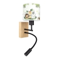 Brilagi - LED Ευέλικτο επιτοίχιο παιδικό φωτιστικό BOBO WOOD 1xE27/25W/230V + LED/3W δρυς/μαύρο/λευκό/πράσινο/ζούγκλα