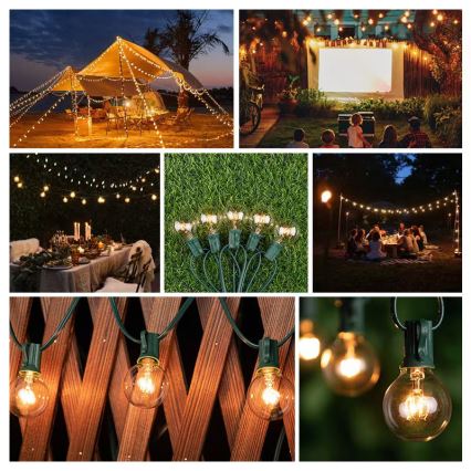 Brilagi - LED Διακοσμητικά λαμπάκια εξωτερικού χώρου GARLAND 25xE12 20m πράσινο IP44 θερμό λευκό