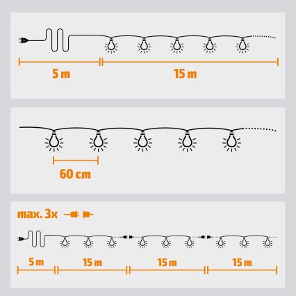 Brilagi - LED Διακοσμητικά λαμπάκια εξωτερικού χώρου GARLAND 25xE12 20m IP44 ψυχρό λευκό