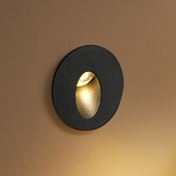 Brilagi - LED Εξωτερικό εντοιχισμένο φωτιστικό STAIRDOT LED/2W/230V μαύρο IP65 στρογγυλό