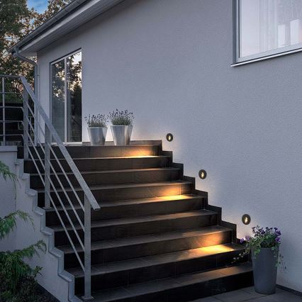 Brilagi - LED Εξωτερικό εντοιχισμένο φωτιστικό STAIRDOT LED/2W/230V μαύρο IP65 στρογγυλό