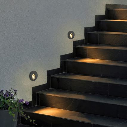Brilagi - LED Εξωτερικό εντοιχισμένο φωτιστικό STAIRDOT LED/2W/230V μαύρο IP65 στρογγυλό