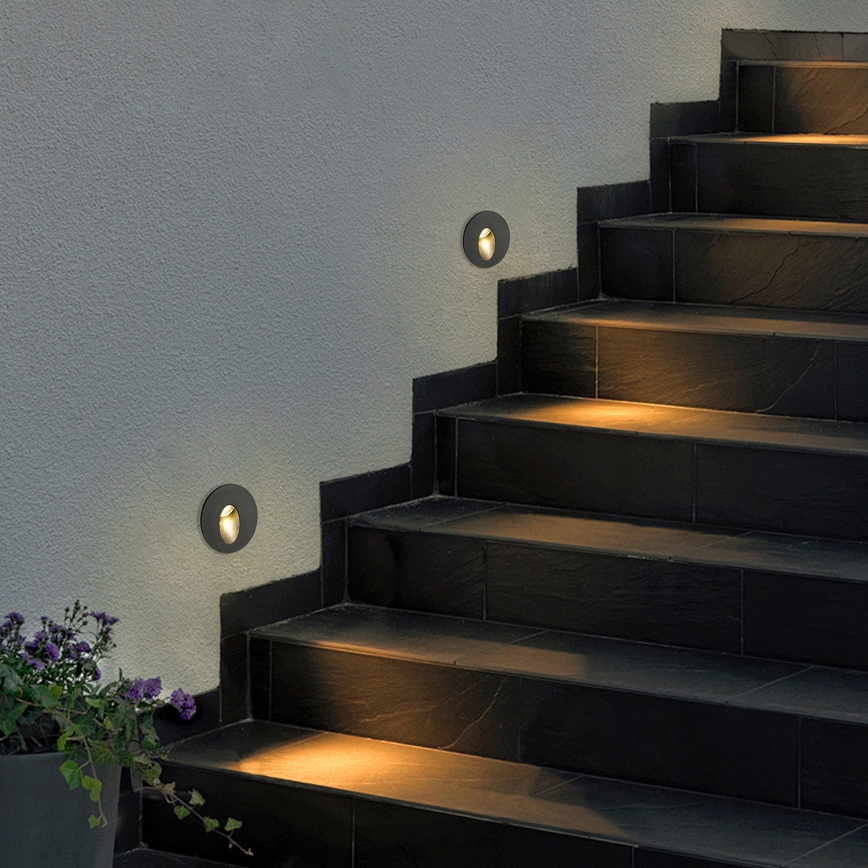 Brilagi - LED Εξωτερικό εντοιχισμένο φωτιστικό STAIRDOT LED/2W/230V μαύρο IP65 στρογγυλό
