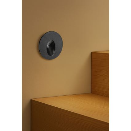 Brilagi - LED Εξωτερικό εντοιχισμένο φωτιστικό STAIRDOT LED/2W/230V μαύρο IP65 στρογγυλό