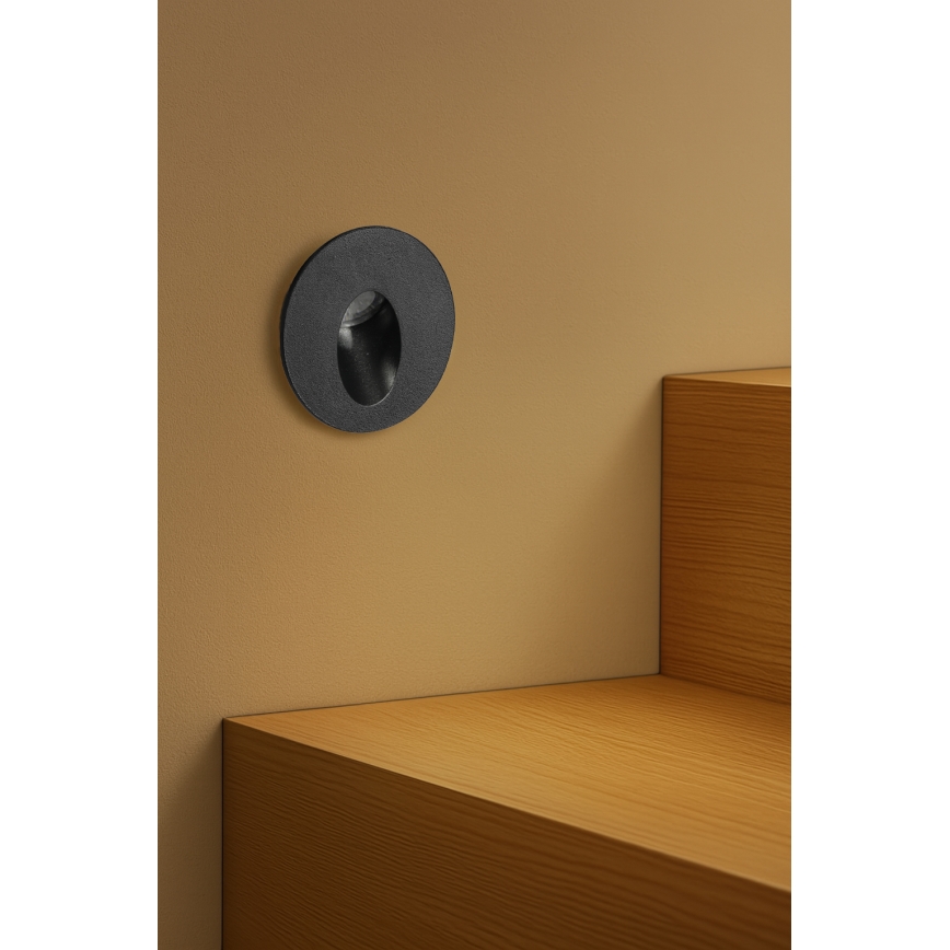 Brilagi - LED Εξωτερικό εντοιχισμένο φωτιστικό STAIRDOT LED/2W/230V μαύρο IP65 στρογγυλό