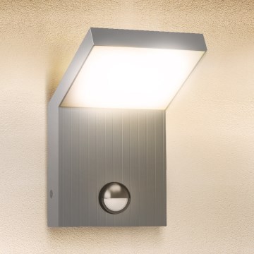Brilagi - LED Εξωτερικό επιτοίχιο φωτιστικό με αισθητήρα RIANO LED/8W/230V ασημί IP65