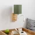 Brilagi - LED Εύκαμπτο φωτιστικό τοίχου NUBILA WOOD 1xE27/25W/230V + LED/3W δρυς/πράσινο