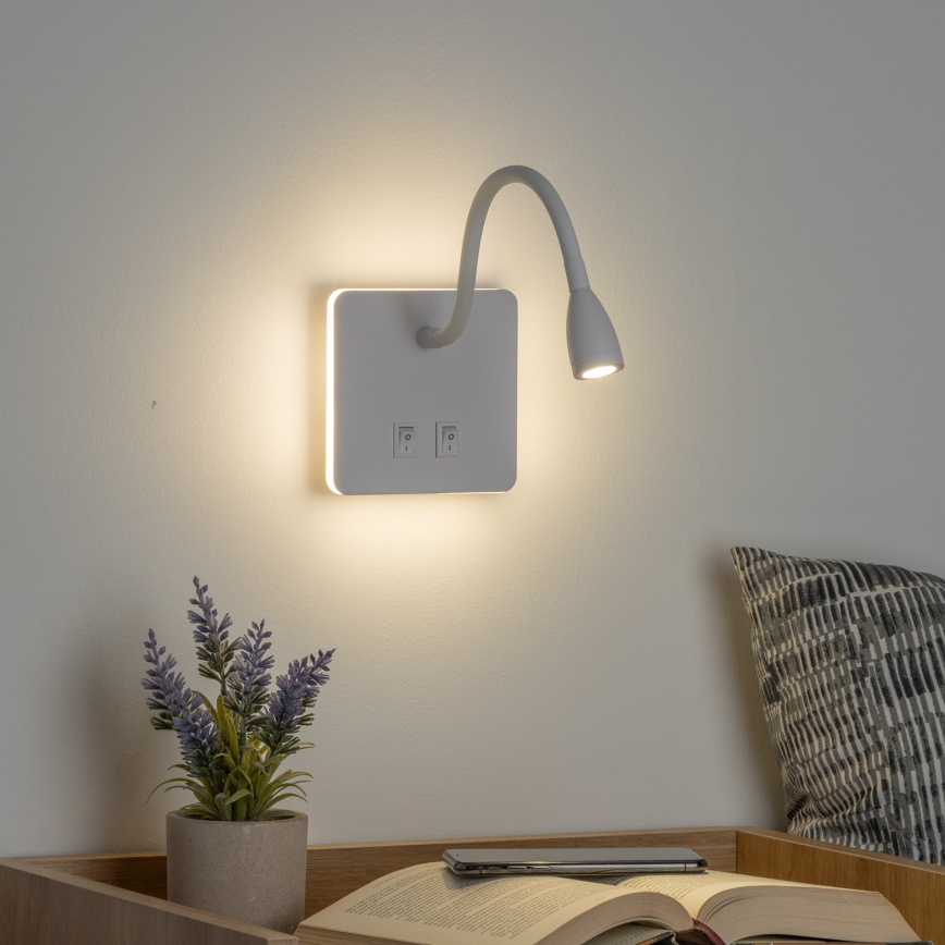 Brilagi - LED Εύκαμπτο φωτιστικό τοίχου MAYA Double LED/4W/230V + LED/3W λευκό