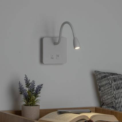 Brilagi - LED Εύκαμπτο φωτιστικό τοίχου MAYA Double LED/4W/230V + LED/3W λευκό