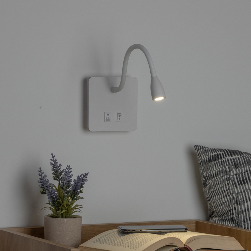 Brilagi - LED Εύκαμπτο φωτιστικό τοίχου MAYA Double LED/4W/230V + LED/3W λευκό