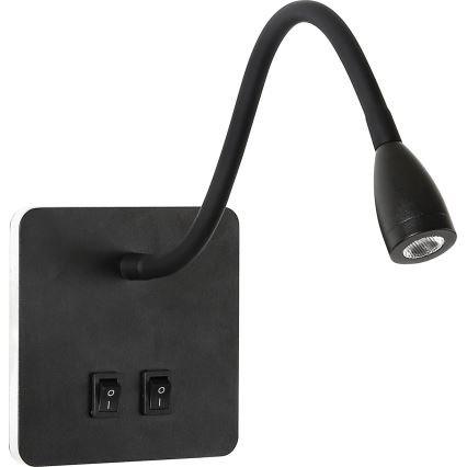Brilagi - LED Εύκαμπτο φωτιστικό τοίχου MAYA Double LED/4W/230V + LED/3W μαύρο
