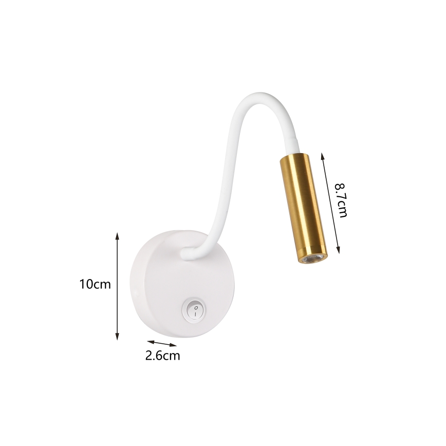 Brilagi - LED Εύκαμπτο φωτιστικό τοίχου MAYA LED/3W/230V 4000K λευκό/χρυσό