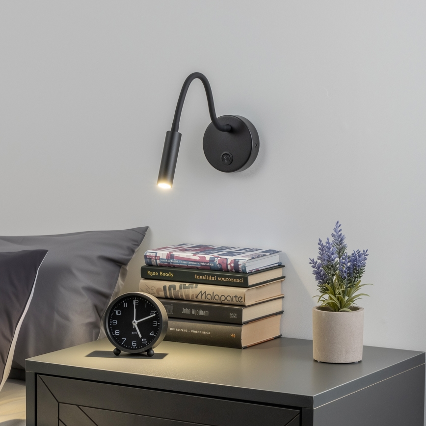 Brilagi - LED Εύκαμπτο φωτιστικό τοίχου MAYA LED/3W/230V 4000K μαύρο
