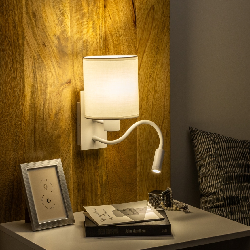 Brilagi - LED Εύκαμπτο φωτιστικό τοίχου NUBILA 1xE27/25W/230V + LED/3W λευκό