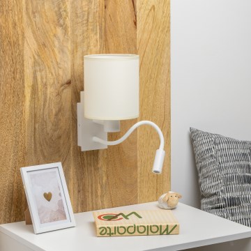 Brilagi - LED Εύκαμπτο φωτιστικό τοίχου NUBILA 1xE27/25W/230V + LED/3W λευκό/κρεμ