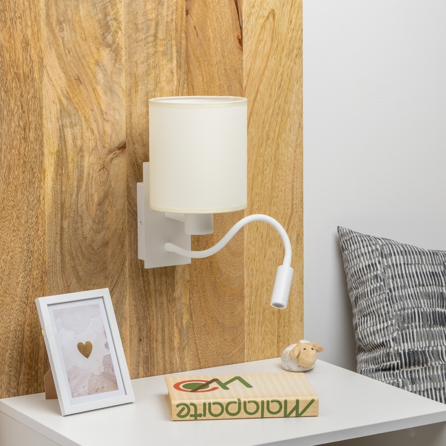 Brilagi - LED Εύκαμπτο φωτιστικό τοίχου NUBILA 1xE27/25W/230V + LED/3W λευκό/κρεμ